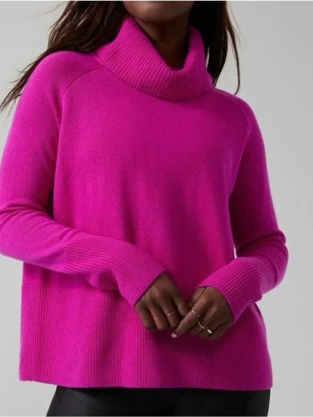 Athleta | Bright Pink Turtle-Neck Sweater | Size = XS